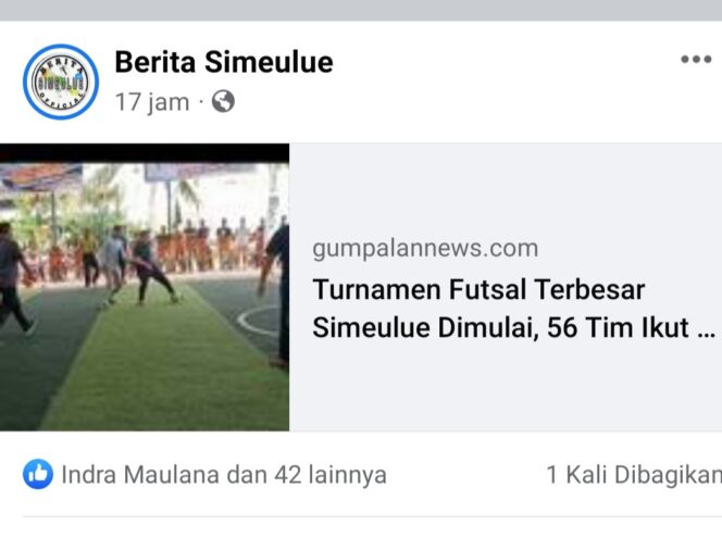
 Foto tangkap layar Laman Facebook dan IG Berita Simeulue. Mengkopi berita gumpalannews.com. foto/dok gumpalannews.com