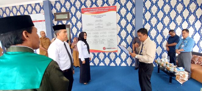 
 Penjabat (Pj) Bupati Nagan Raya, Fitriany Farhas, AP, S.Sos, M.Si diwakili Sekda Ir H Ardimatha melantik dan pengambilan sumpah jabatan sejumlah pejabat fungsional di lingkungan Insperktorat Kabupaten setempat. Di Aula Utama Inspektorat Komplek Perkantoran Suka Makmue, pada Selasa( 22/11/2022). Foto/Dyasri Gumpalannews.com